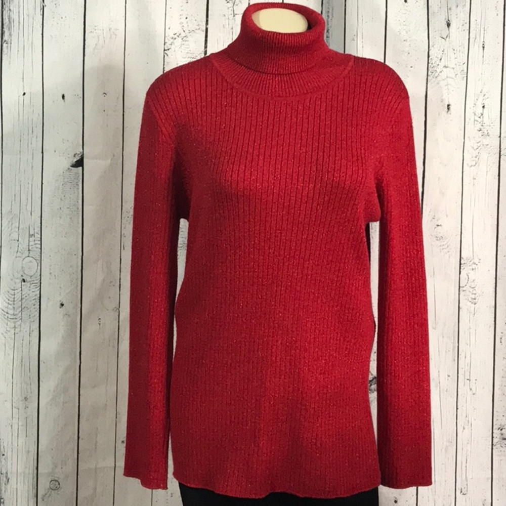 Fashion Avenue lurex turtle neck ribbed sweater XL